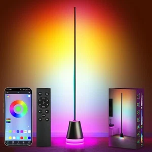 Smart RGB LED Corner Floor Lamp,Super Bright Standing Lamps for Living Black - Picture 1 of 6