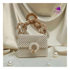 Women Handbag Girls Wicker Purse Luxury Silver & Gold Handmade Beaded Tangle Bag