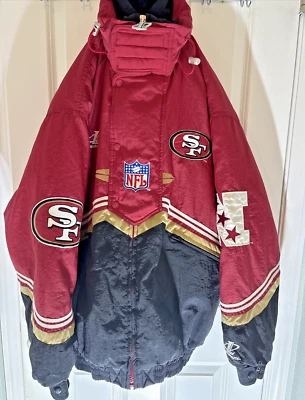 Chaqueta acolchada vintage de los San Francisco 49ers Pro Line NFL talla XL con capucha Foto 1 de 4