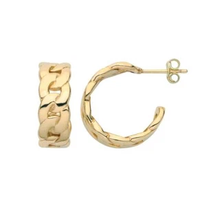Orecchini a cerchio maglia catena grossa oro 18 kt su argento sterling 925 - Foto 1 di 3