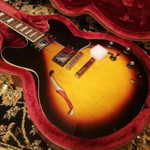 Burny SRSA-65 BS ES-335 type Electric Guitar Sunburst Used From Japan w/HC - Picture 1 of 8