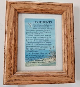 Footprints Poem Print  6 1/2" X 5 1/2 "   Framed Desk,  Wall Art, Table Display - Picture 1 of 3