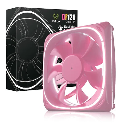 Vetroo DF120 120mm PC Case Fan White LED Lighting PC Cooling Fan Pink Frame - Image 1 of 4