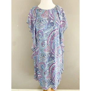 Ralph Lauren Blue Paisley Spring Draping Dress 12 New with Tags Made for Europe - Picture 1 of 4