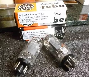 Pair GE Grey Plate 6v6 GTA Power Tubes 7/15 on the Orange Tester - Picture 1 of 7