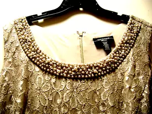 R&M Richards Damen Elfenbein Pailletten, Perlen ärmellos Spitze Kleid Größe 20W - Bild 1 von 6