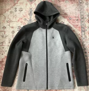 J4 Authentic Spyder Jacket Grey Stretch Zip Hood Pockets Warm Mens XL Excellent - Picture 1 of 13