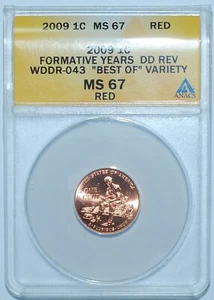 2009 ANACS MS67RD Red FS-801 DDR WDDR-043 Doubled Die Reverse Lincoln Cent - Picture 1 of 3
