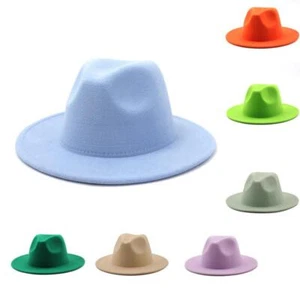 Fedora Hat Women Brim Dress Men Cap Felted Hat Panama Church Wedding Ribbon Band - Picture 1 of 39