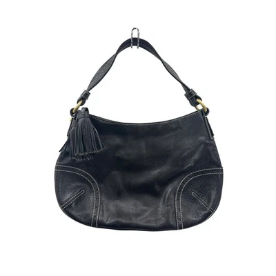 Talbots Black Leather Hobo Bag w/Tassel Accent Shoulder Bag - Image 1 of 4