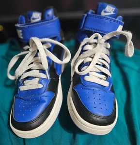 Size 3.5Y (GS) - Nike Court Borough 2 Mid Black Game Royal - Picture 1 of 7