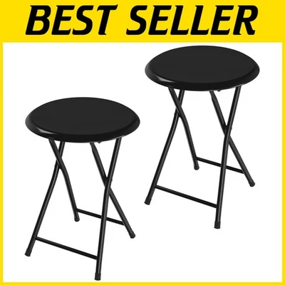 Heavy-Duty Steel Foldable Bar Stools - Set of 2 - Image 1 of 4