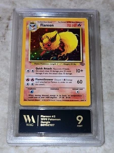 Wag Graded Mint 9 Flareon 03/64 Jungle Holo Vintage Pokémon Tcg Slab - Foto 1 di 2