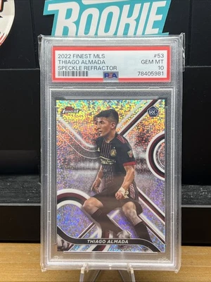 Topps Finest MLS Thiago Almada Speckle Refractor 2022/175 Rookie RC #53 PSA 10 Foto 1 de 4
