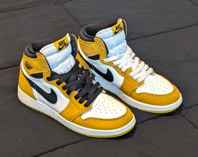 Nike Air Jordan 1 GS Talla 6Y Retro Alto OG Amarillo Ocre Tenis Zapatos FD1437-701 Foto 1 de 4