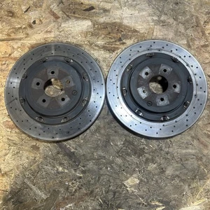 2015 NISSAN GT-R R35 GTR 3.8L OEM 2-PIECE REAR BRAKE ROTORS ASSY - Picture 1 of 9