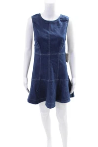 Free People Womens Mini Denim Dress Blue Size 4 - Picture 1 of 7