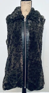 Marc New York Andrew Mark Dk Green & Black Faux Fur Vest Size L - Picture 1 of 18