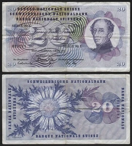 1973 Switzerland, 20 Francs, Pick-46u, Circulated VG - Picture 1 of 3