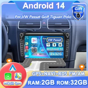 8" Android 14 Autoradio CarPlay For VW Passat Golf Tiguan Polo Eos CD/DVD DAB AM - Foto 1 di 17