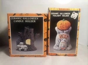 Vintage Halloween Candle Holder And Tealight  Holder Decoration Ceramic Kmart - Picture 1 of 3