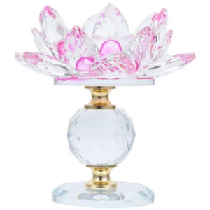 Crystal Lotus Flower Candle Holder Beautiful Tea Light Holder with Stale Tall - Picture 1 of 12