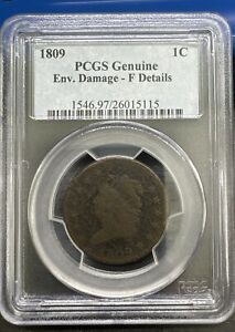 1809 Large Cent, PCGS, F Details