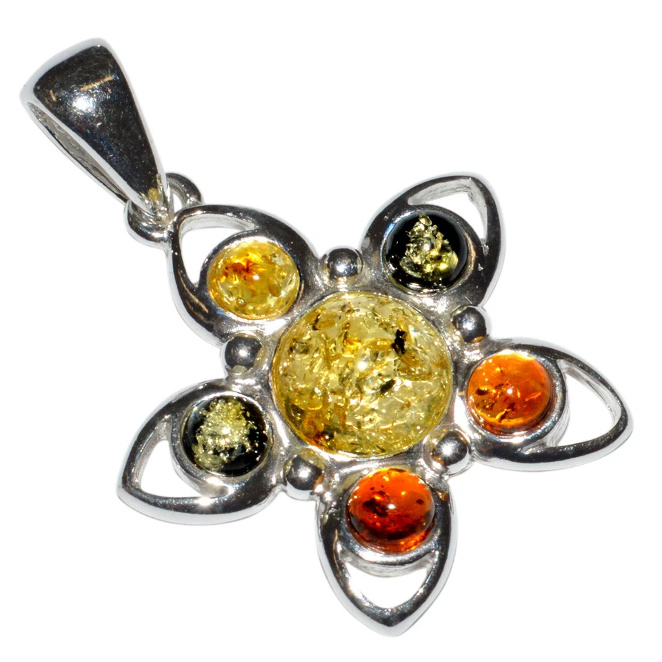 Auténtico colgante de plata de ley 925 ámbar báltico de 3,3 g joyería N-A1661A Foto 1 de 1