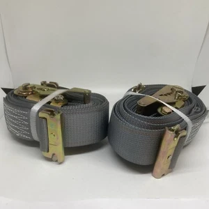 E-Track Ratchet Tie Down Straps (2 PACK) Enclosed Truck Trailer Straps - Picture 1 of 6