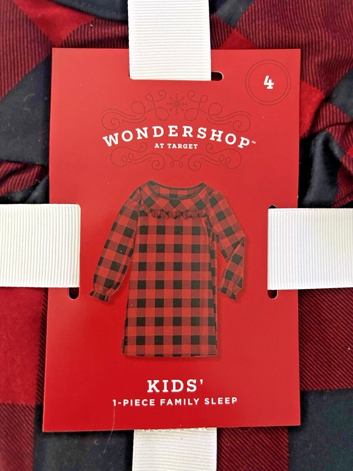 Wondershop Kids' 4 Buffalo Plaid Family Pajamas Girls NightGown