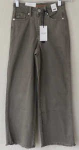 NWT JUDY BLUE O/24 Cropped Wide Leg Jeans High Waist Tummy Control Olive Green - Picture 1 of 12
