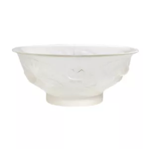 Vintage Tschechischer Kristall Frostglas Obstsalat Schüssel Lotus Blume Seerose Design - Bild 1 von 6