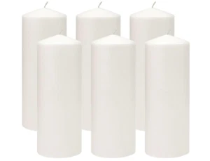 80 Hour Long Burning White Unscented Pillar Candles 3 X 8 White 6 Count - Picture 1 of 10