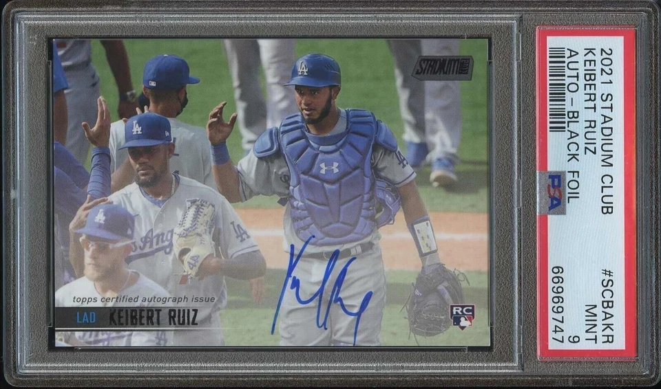 2021 Stadium Club Keibert Ruiz black Foil Rookie Auto /25 PSA 9 mint - Image 1 of 1