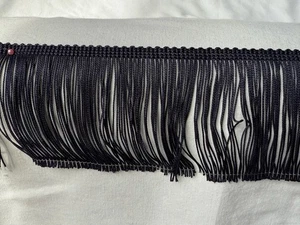 4" Rayon Chainette Fringe navy blue 4 yards CRAFTS COSTUME TRIM DANCE - Picture 1 of 3
