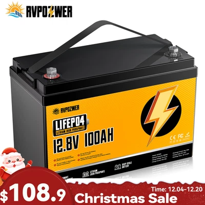 12伏100安LiFePO4锂电池深循环房车船用拖钓发动机离网 — 第 1/4 张图片