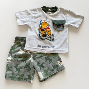 Vintage Winnie the Pooh Outfit Toddler 3T 2 Piece Set Camo Hiking Disney 90s - Picture 1 of 14