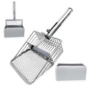 Cat Litter Scoop - Metal Cat Litter Scoop with Holder &Adjustable Sliding Baf... - Picture 1 of 6