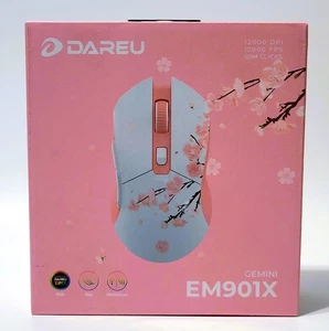DAREU Sakura Pink Wireless Gaming Mouse Charging Dock Rechargeable RGB Lighting - Picture 1 of 6
