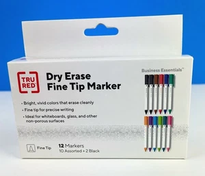TRU RED Pen Dry Erase Markers Fine Tip Assorted 12/Pack TR54568 - Picture 1 of 4