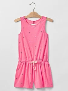 Gap Girls Sz XL Romper neon pink cut-out Back Flamingo One Piece With Pockets - Picture 1 of 12