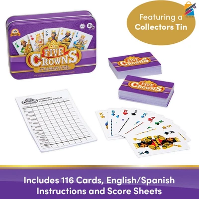Five Crowns Card Game Collectible Tin Rummy Family Fun 1-7 Players Ages 8+ - Image 1 of 4