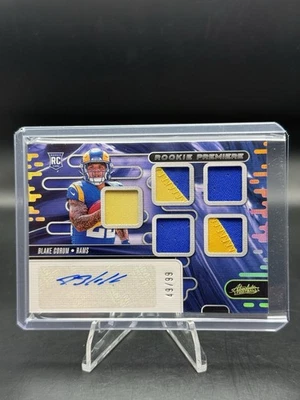 2024 Absolute Blake Corum Rookie Premiere RC parche automático RPA 49/99 LA RAMS Foto 1 de 2