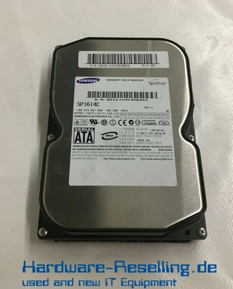 Samsung SATA 3,5" 160GB 7200RPM 150MB/S 8MB SP1614C 0696J1FX309859 - Imagen 1 de 1