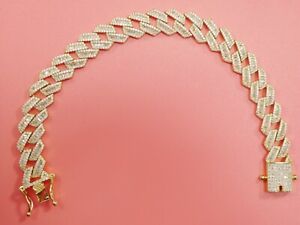 8.5 INCH 14K YELLOW GOLD COLOR LINK MONACO BRACELET OVER REAL 925 STERLING SIVER