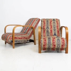 1930s Modernist Art Deco Oak Bentwood Armchairs We have 2 - Picture 1 of 14