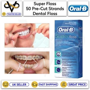 Oral B Dental Super-Floss Braces Wide Spaces 50 Pre -Cut Strands - Picture 1 of 6