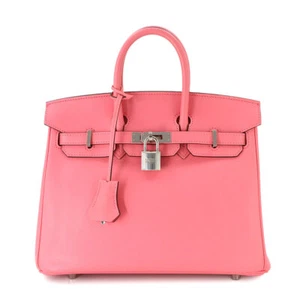 HERMES Birkin 25 Hand Bag Swift Leather Rose Dete Purse Pink 90277234 - Picture 1 of 10