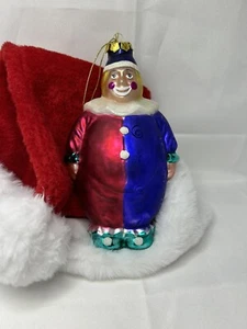 Vintage großer Glas Weihnachtsschmuck Clown Merkur matt Glitzer Handbemalt - Bild 1 von 8