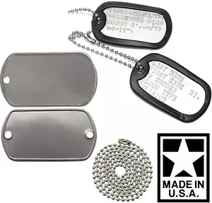 Custom Printed Dog Tags Personalized Military GI Army ID Dogtags Set Made In USA - Picture 1 of 1
